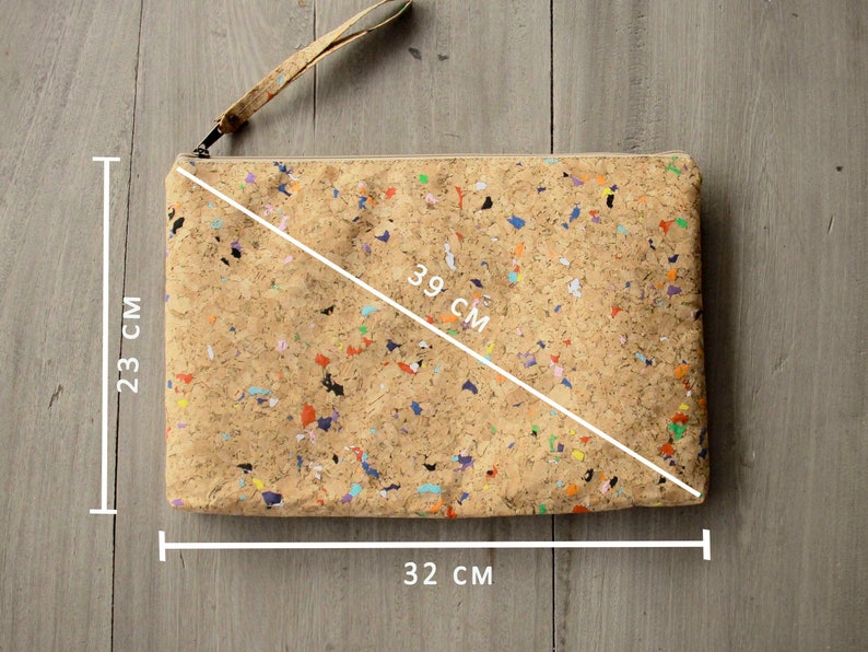 Laptop Case 13 14 inch made from cork with color dots image 5