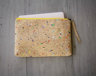 Laptop Case for MacBook 13 " - 14 " inch made from cork with color dots