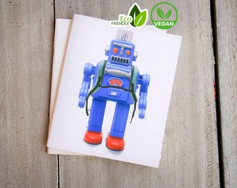 Blank notebook with vintage robot on the cover