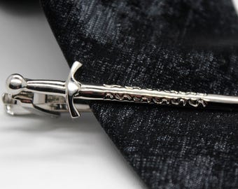 Rapier Tie Clip, Fencing Sword Bar, Gold Silver Bronze, Noble Mens Accessory