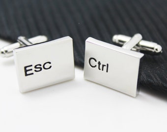 Computer Keyboard Cuff Links,  Ctrl and Esc, Hero Accessories, Sliver Accessories, Novelty Accessories, Gift For Man