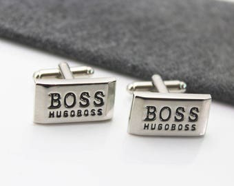 Boss Cufflinks, Gun Black Cufflinks, Silver Accessories, Novelty Accessories, Gift For Man