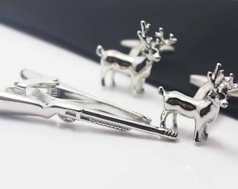 Elk Cuff Links, Silver Accessories, Christmas Theme, Novelty Accessories, Gift For Man