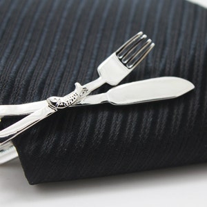 Tableware Tie Clip, Silver Accessories, Novelty Accessories, Gift For Man