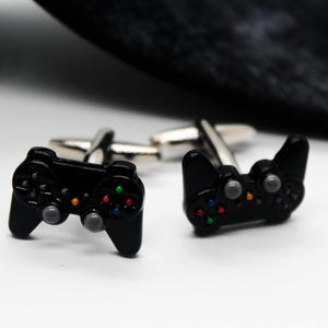 Retro Game Controller Cuff Links, Black Gaming Accessory, Colorful Buttons, Groomsmen Gift