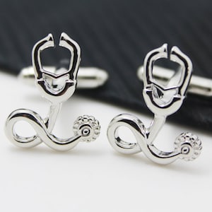 Echometer Cuff Links, The Stethoscope  Cufflinks, Hero Accessories, Sliver Accessories, Novelty Accessories, Gift For Man