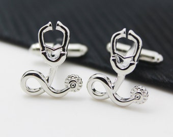 Echometer Cuff Links, The Stethoscope  Cufflinks, Hero Accessories, Sliver Accessories, Novelty Accessories, Gift For Man