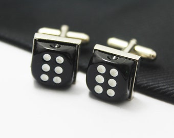 Dice  Cuff Links, Gun Cufflinks, Hero Accessories, Sliver Accessories, Novelty Accessories, Gift For Man