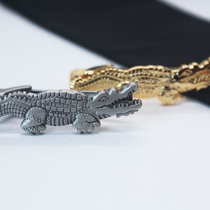 Crocodile, Artificial Tie Clip, Wedding  Accessories, Silver Tie Clip, Charms Accessories, Gifts