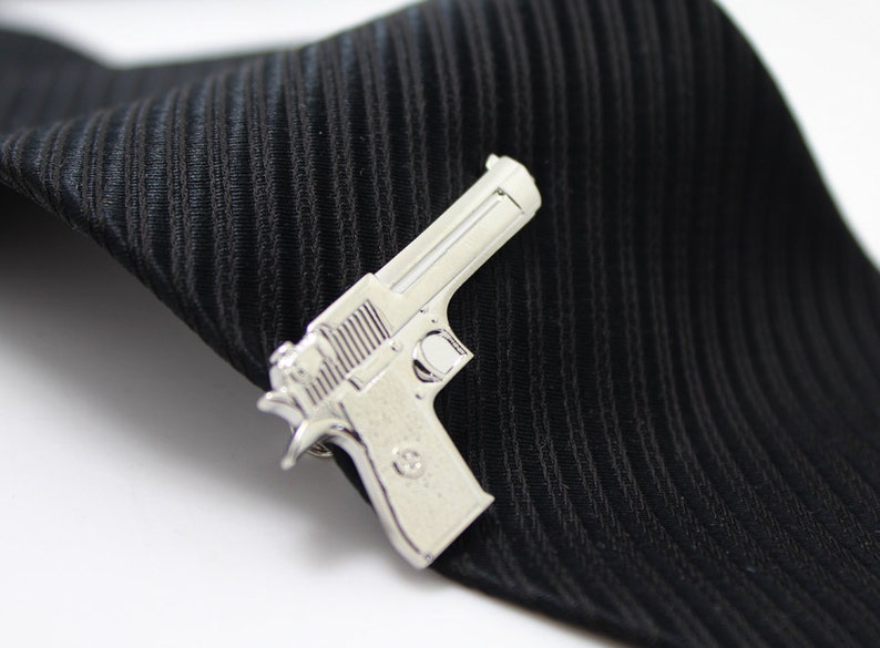 Gun Tie Clip Simple Tie Clip Hero Accessories Silver Tie Etsy