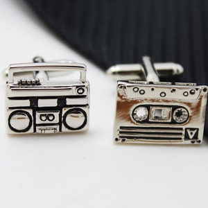 Old tape  Cuff Links, Nostalgic 80s Cufflinks, Hero Accessories, Sliver Accessories, Novelty Accessories, Gift For Man