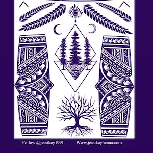 JessiKay Henna Temporary Tattoos Trees and Tribal cuffs