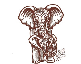 Henna Elephant Etsy