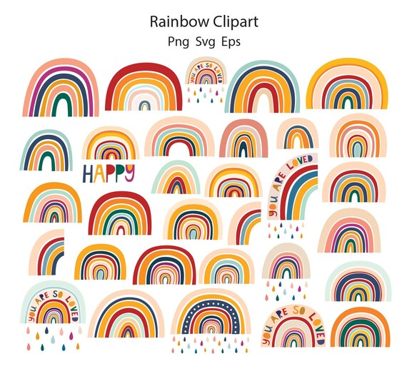 Download Rainbow Clipart Rainbow Svg Rainbow Digital Rainbow Vector Etsy