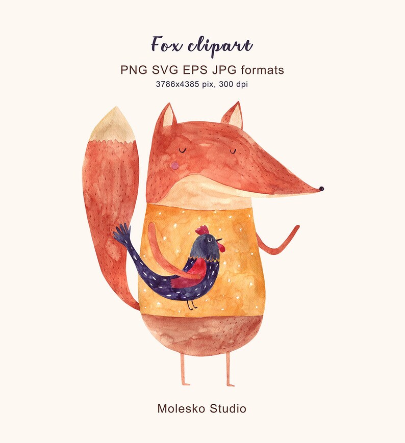 Download Clip Art Art Collectibles Fox Clipart Fox Svg Fox Watercolour Fox Digital Print Nursery Clipart Fox Digital Printable Download Watercolour Clipart