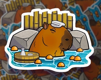 Capybara Onsen Vinyl Stickers