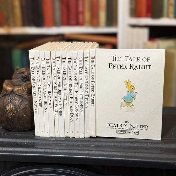 Peter Rabbit Books, set of 12, Beatrix Potter, illustrated, collectible, bedtime stories, kids book, vintage, classroom, homeschool, animals