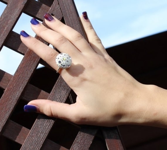 Swarovski blanc et transparent en forme de dôme grosse bague | Etsy Swarovski blanc et transparent en forme de dôme grosse bague | Etsy