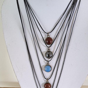 Minimalist Cord Gemstone Adjustable Choker, Australian Jewellery, Jasper, Hematite, Opalite, Labradorite, Gemstone Gift, Crystal Choker