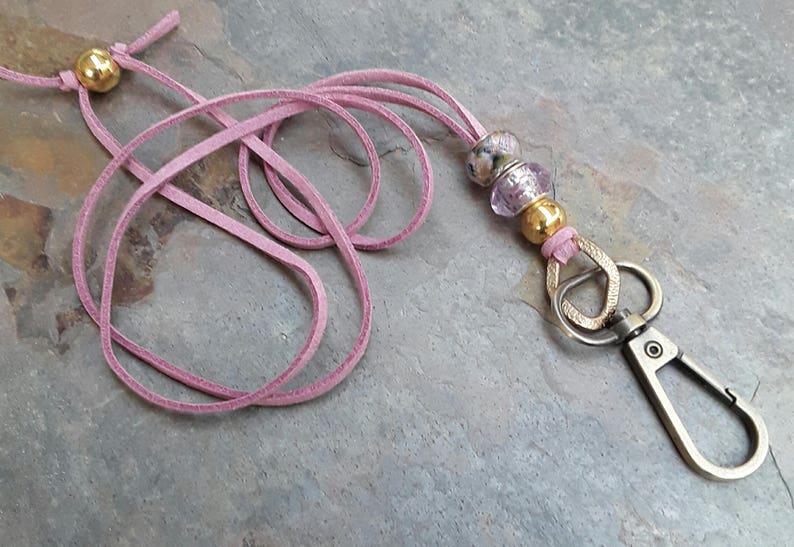 Pink Mauve Lanyard ID Badge Holder Necklace Name Badge Holder Etsy