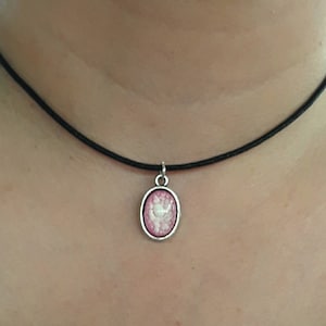 Zwart lederen choker ketting, roze sieraden, roze ketting choker, hanger ketting choker, Australisch gemaakt, cadeau voor haar,