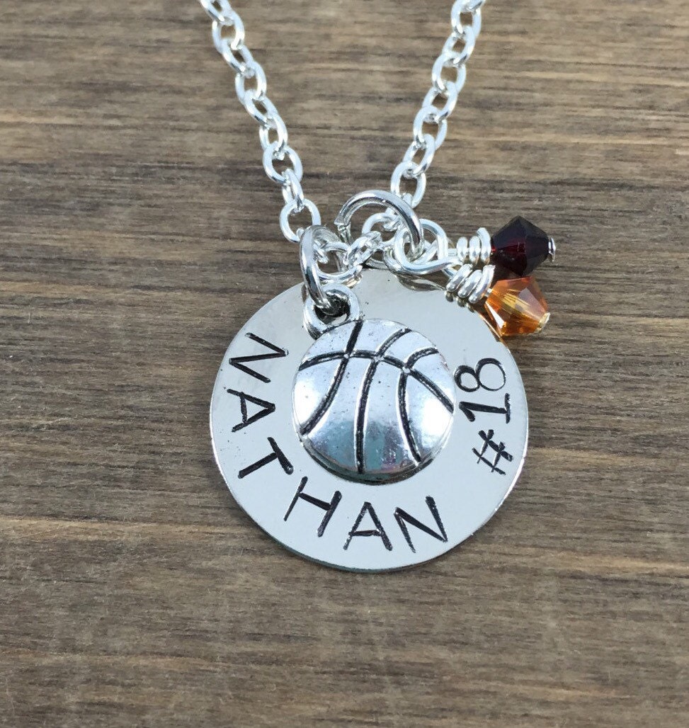 Personalized Basketball Necklace Handstamped Necklace Etsy