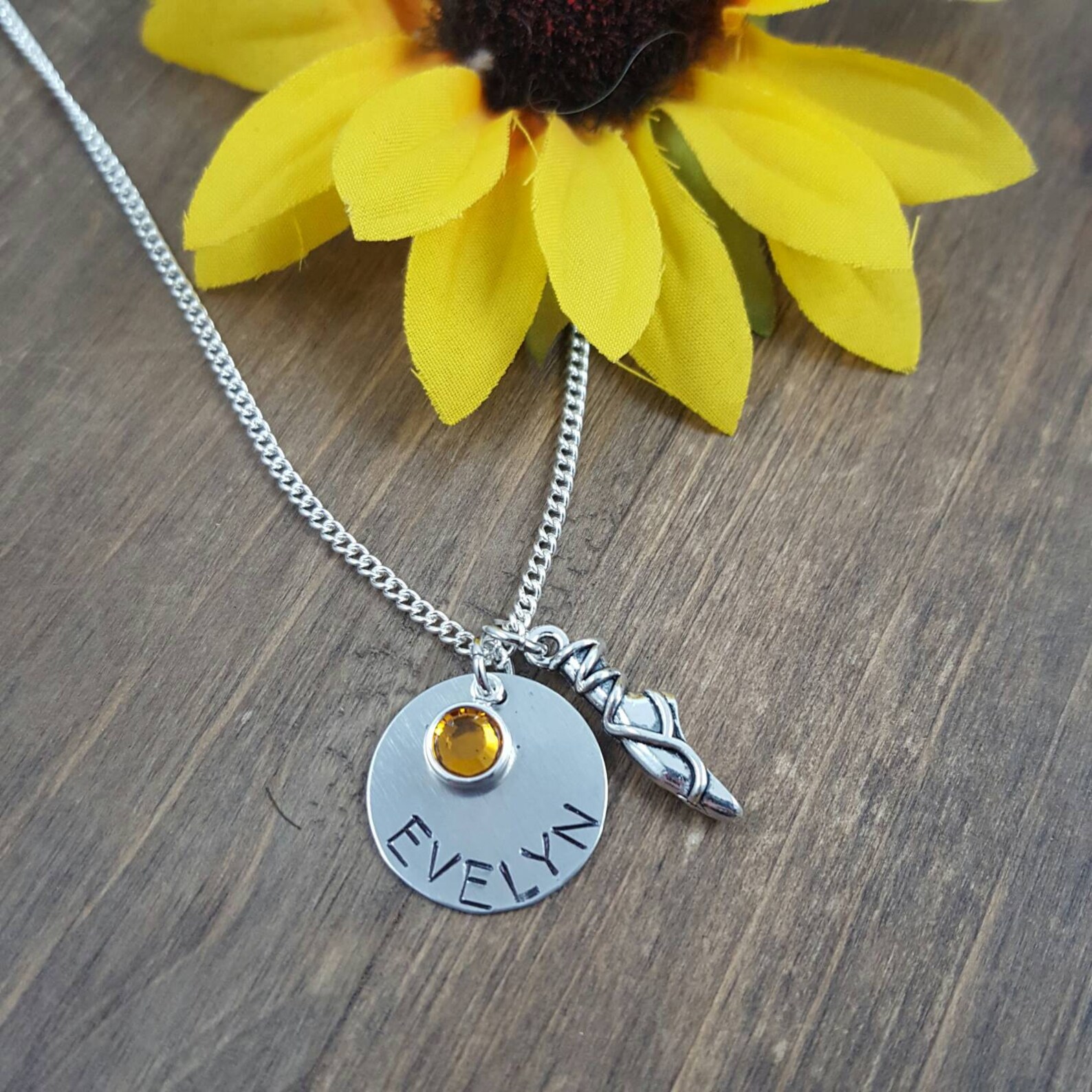 personalized ballet necklace - hand stamped name necklace with ballet shoe charm - custom ballet jewelry personalized ballet necklace - hand stamped name necklace with ballet shoe charm - custom ballet jewelry