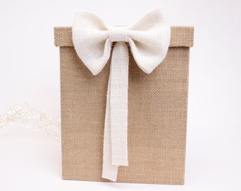 Jute wedding piggy bank and ivory jute knot