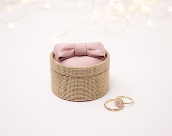 Pink silk and jute ring box