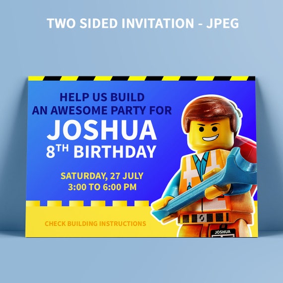 Lego Party Urodziny Zaproszenie Lego Film Zaproszenie Boy Etsy