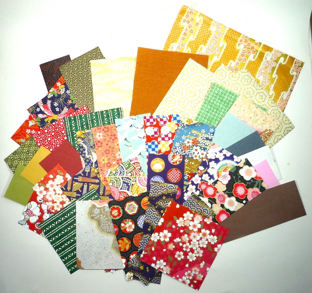 Washi Papers, Japanese Traditional Paper, Various Size, Type and Pattern,  42 Sheets, Origami, Wrapping Paper, Greeting Card, Collage, Etc 