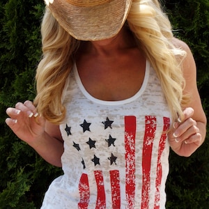 4th of July Top Women. American Flag Tank Top. Patriotic Clothing. July 4th Tank. America. Red White and Blue, Workout Tank. USA