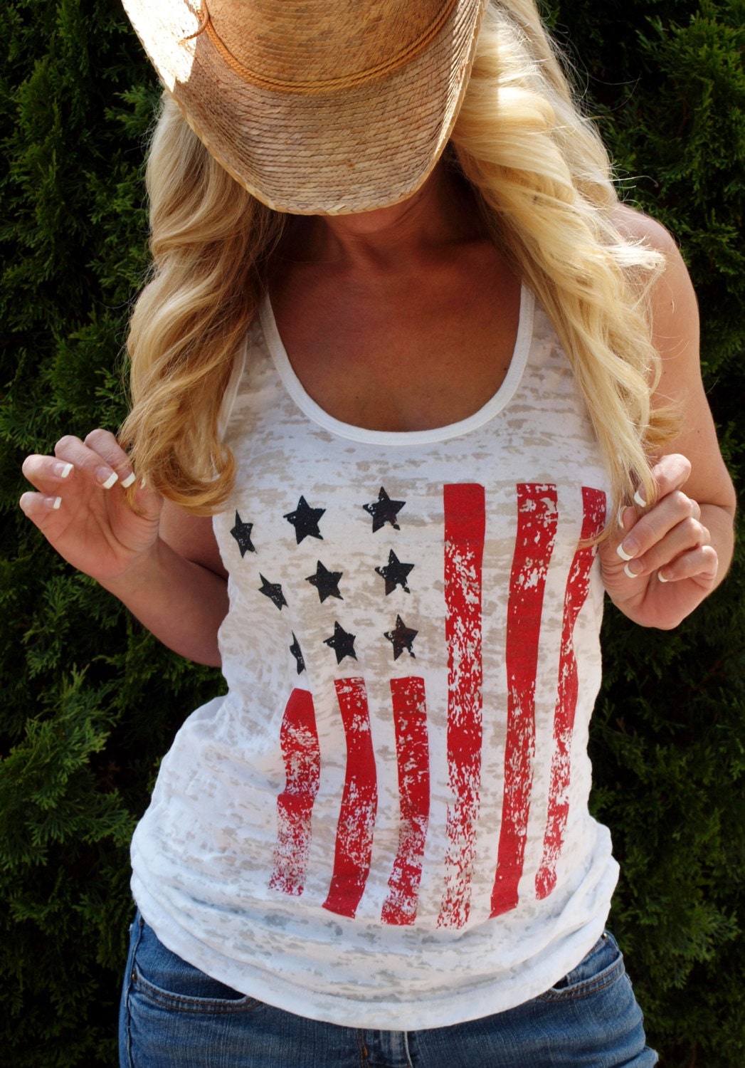 Dyegold American Flag Tank Tops Womens Patriotic Shirt USA Flag