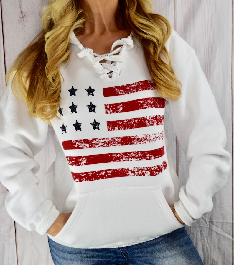 American Flag Sweatshirt 4th of July Top Womens Sweatshirt - Etsy