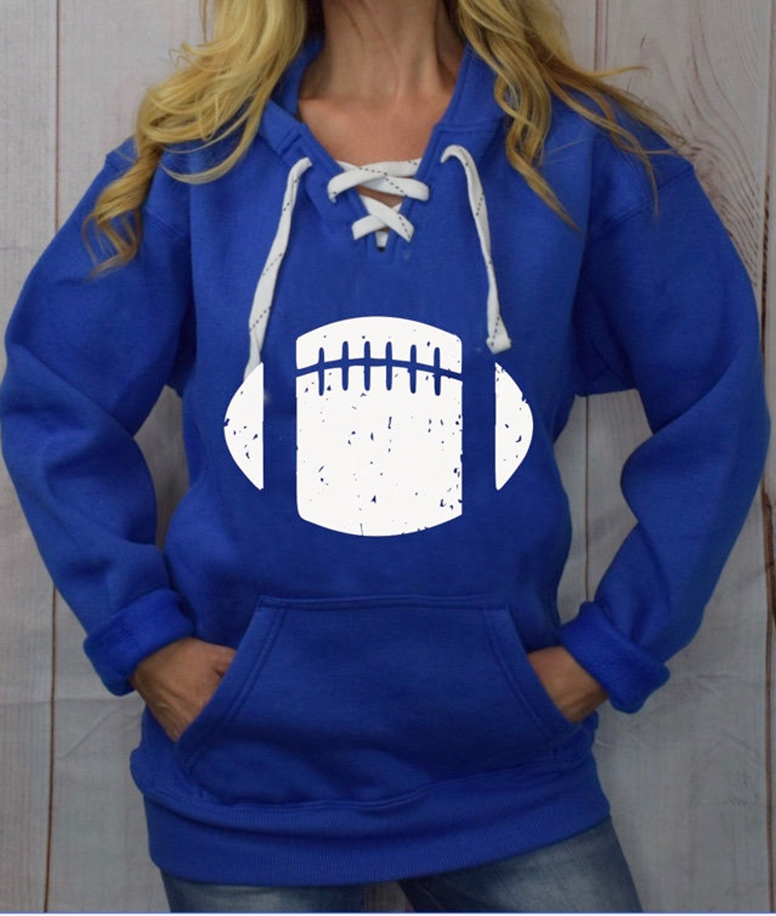 Football Sweatshirt Women. Football Shirt. Blue Sports Hoodie. Etsy