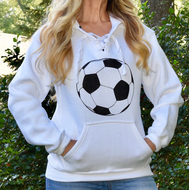 Soccer Hooded Sweatshirt. Soccer Hoodie. Lace up Sweatshirt. Etsy