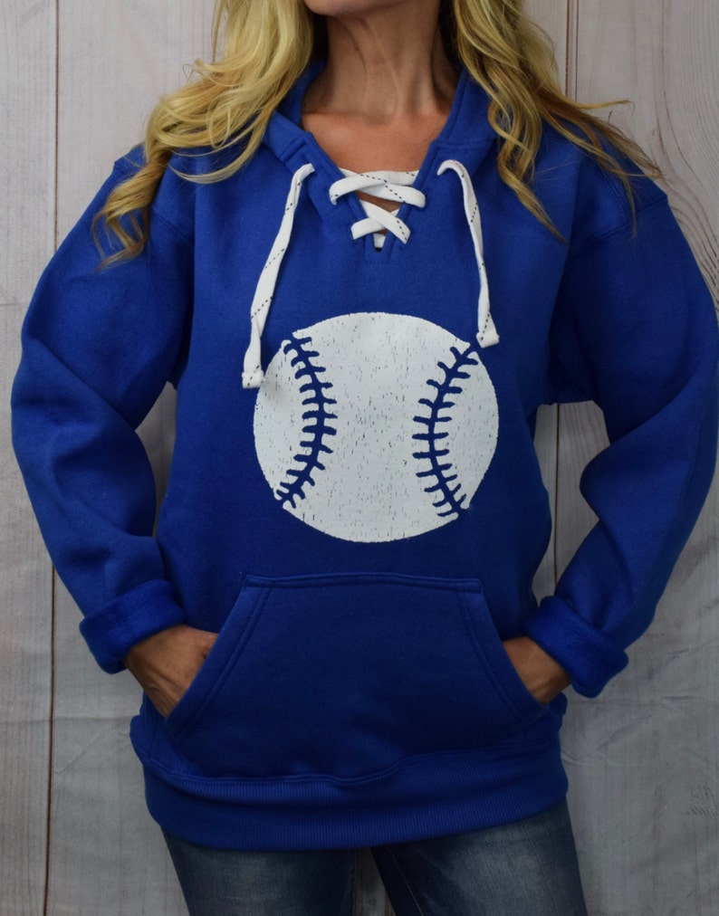 Baseball Lace Up Hooded Sweatshirt. Baseball Shirt Mom Etsy
