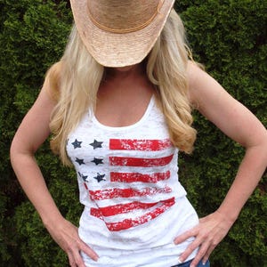 American Flag Tank Top: Patriotic 4th of July Womens Shirt