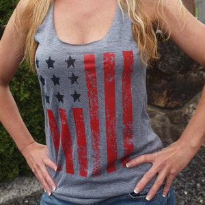 American Flag Tank Top: Distressed Patriotic Racerback Shirt