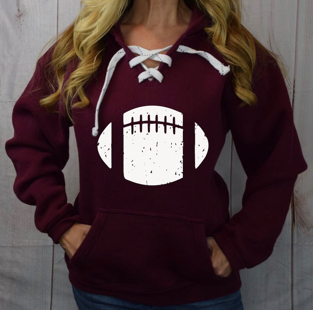 Football Sweatshirt Women. Football Shirt. Maroon Sports Hoodie