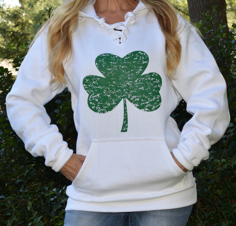 Irish Shamrock Clover Lucky Charm St Patricks Day Hoodie Pullover Sweatshirt
