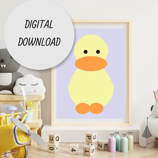 Cute Baby Duckling Nursery Printable Instant Download Wall Art | Gift for Baby | Baby Shower | Gift for Baby Boy | Yellow Baby Duckling