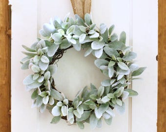 Farmhouse Wreath ~ Lambs Ear Wreath ~ Fall Wreath ~ Modern Farmhouse ~ Boho Decor ~ Wedding Decor ~ Wedding Gift ~ Fall Decor