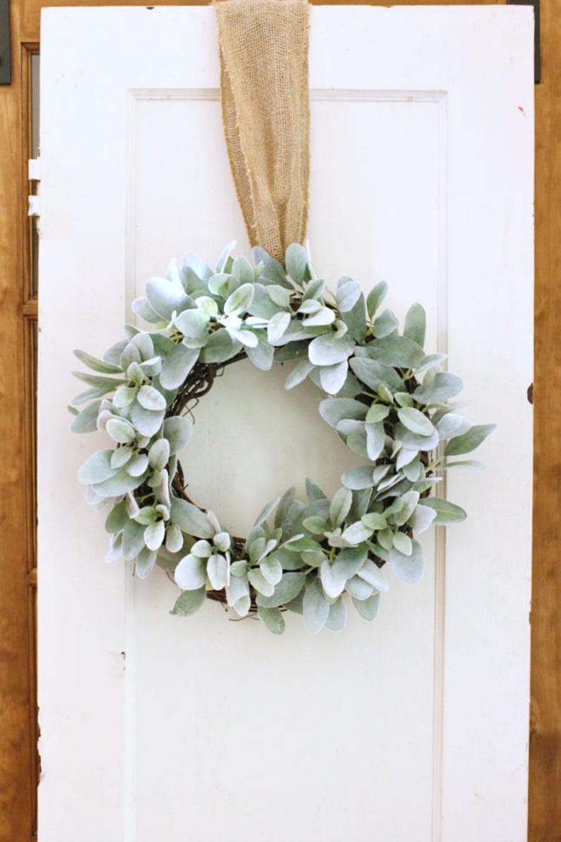 Spring Wreath Lambs Ear Wreath Modern Farmhouse Etsy