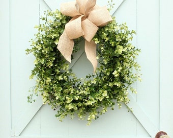 Spring Wreath ~ Summer Wreath ~ Farmhouse Decor ~ Year Round Wreath ~ Gift for Her ~ Spring Decor ~ Mother's Day Gift ~ Boxwood Wreath