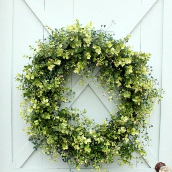 Boxwood Wreath ~ Fall Wreath ~ Front Door Wreath ~ Year Round Wreath ~ Fixer Upper ~ Modern Farmhouse ~ Gift for Her ~ Fall Decor