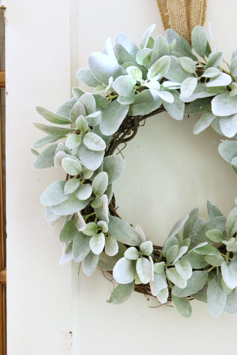 Spring Wreath Lambs Ear Wreath Modern Farmhouse Etsy