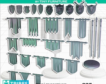 castle interior flags and banners set |RPG | 3d printed