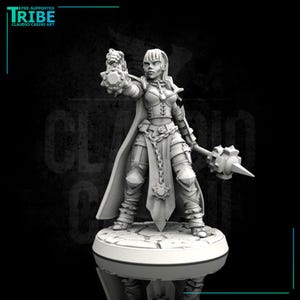 Female elf human half orc tiefling cleric with club or mace