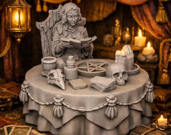 Medieval fantasy tarot card reader figurine | Tiny furniture | Role-playing game character